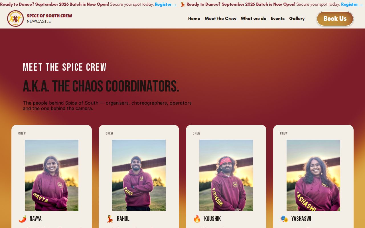 Spice of South Crew about and team directory page