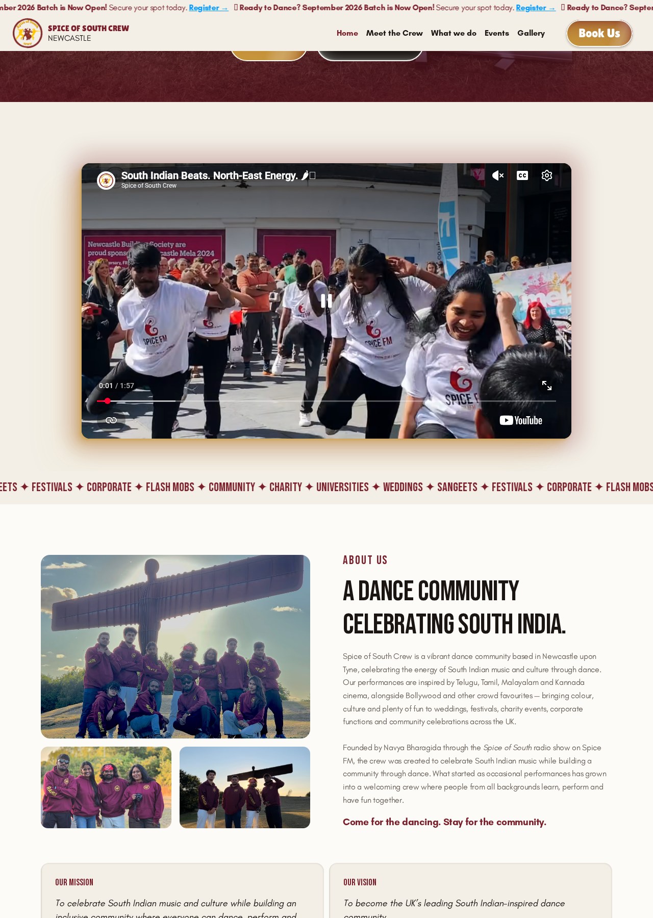 Spice of South Crew — Meet the crew section on home page